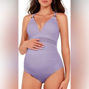 Summer Mae Maternity One Piece Swimsuit V-Neck Hollow Out Pregnancy Bathing Suit